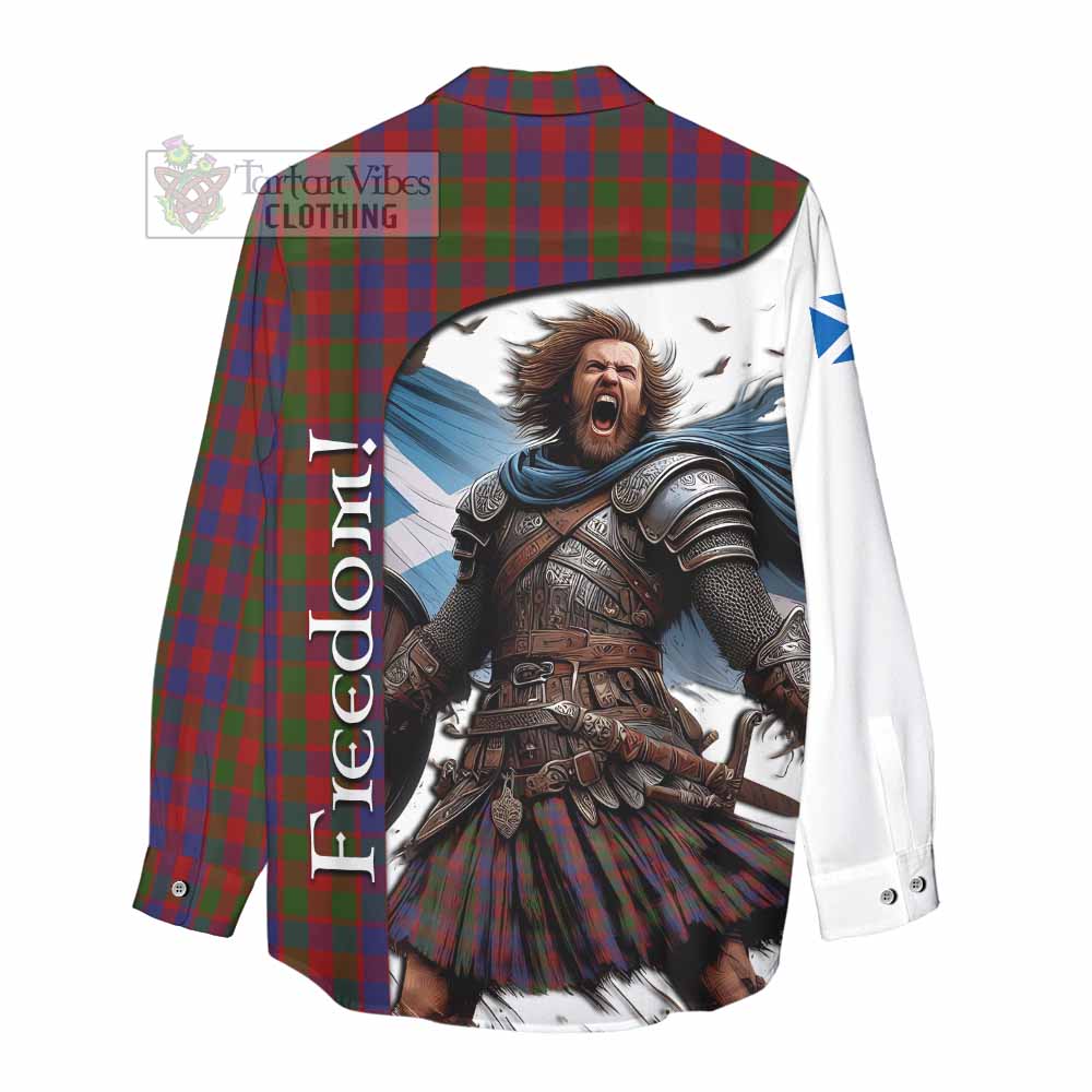 Tartan Vibes Clothing Gow Crest Tartan Women's Casual Shirt Inspired by the Freedom of Scottish Warrior