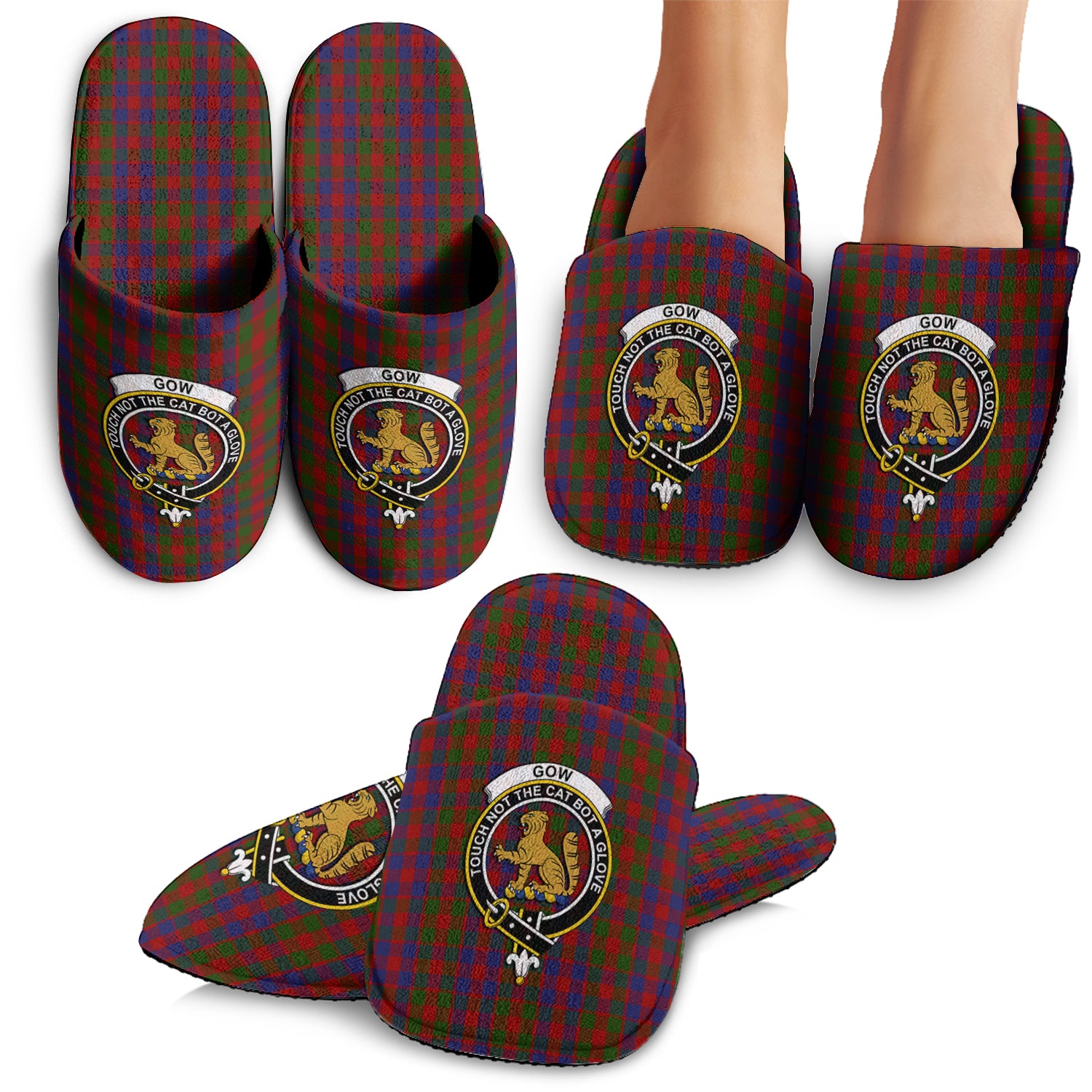 Gow Tartan Home Slippers with Family Crest - Tartanvibesclothing