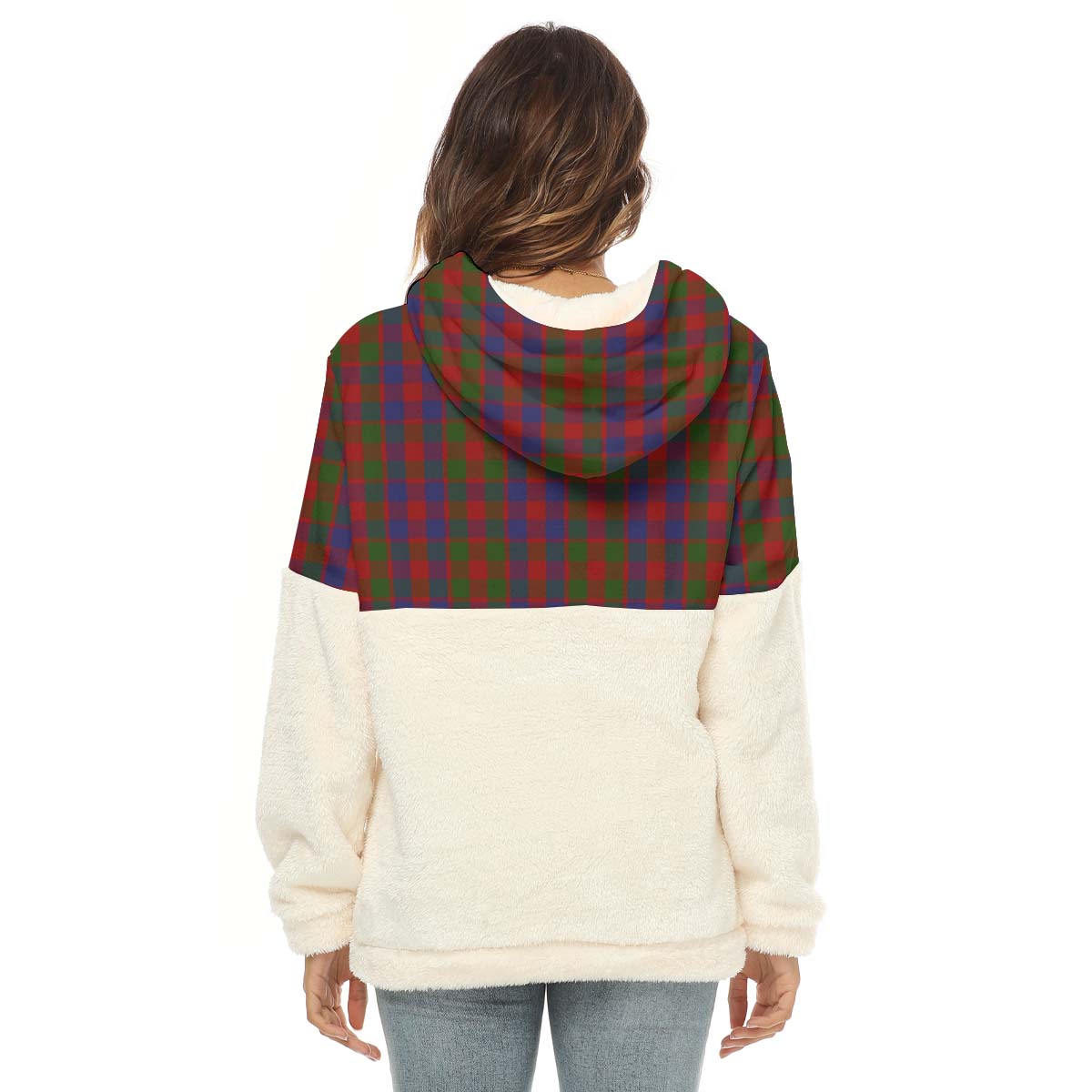 Gow Tartan Women's Borg Fleece Hoodie With Half Zip with Family Crest - Tartan Vibes Clothing