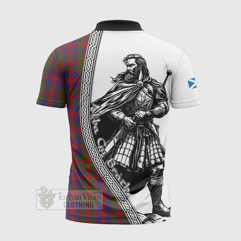 Tartan Vibes Clothing Gow Tartan Clan Crest Zipper Polo Shirt with Highlander Warrior Celtic Style