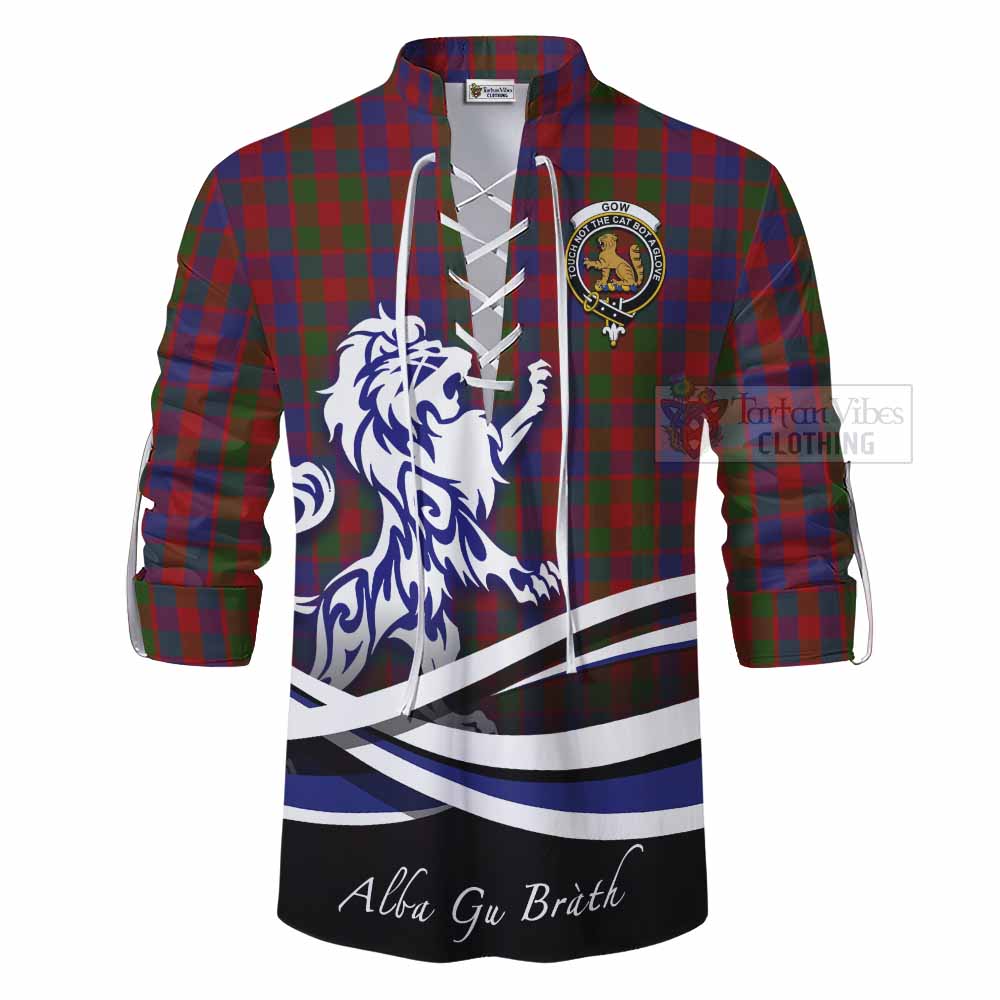 Tartan Vibes Clothing Gow Tartan Ghillie Kilt Shirt with Alba Gu Brath Regal Lion Emblem