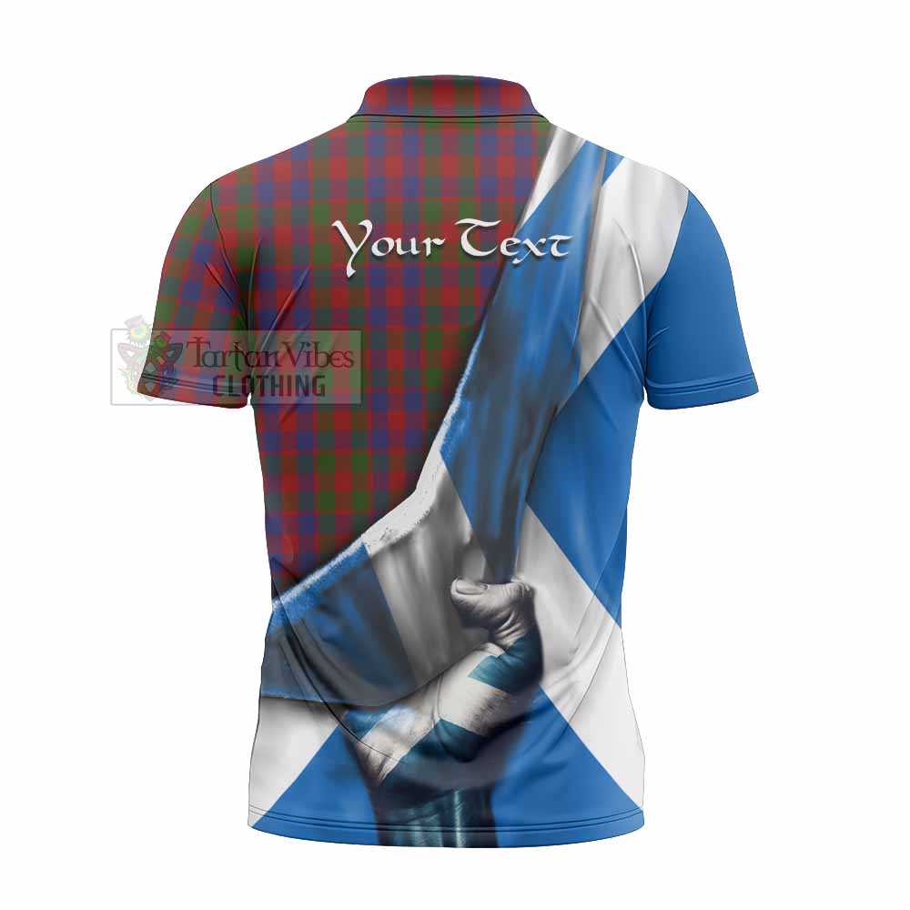 Tartan Vibes Clothing Gow Tartan Zipper Polo Shirt with Family Crest Scotland Patriotic Style