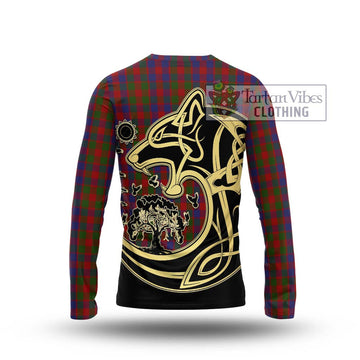 Gow Tartan Long Sleeve T-Shirt with Family Crest Celtic Wolf Style