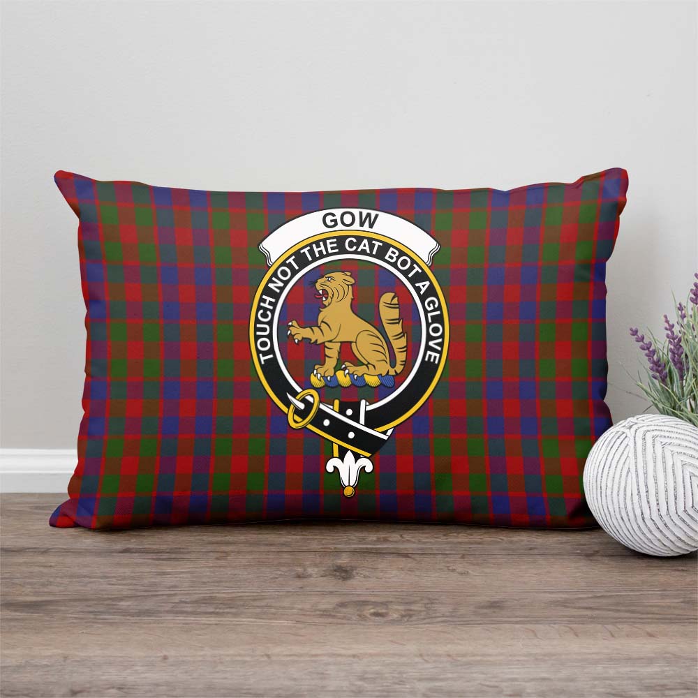 Gow Tartan Pillow Cover with Family Crest Rectangle Pillow Cover - Tartanvibesclothing