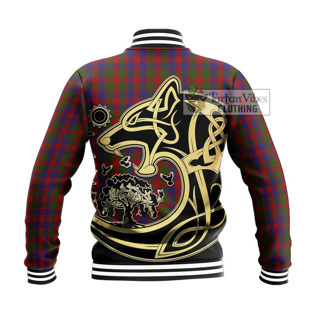 Gow Tartan Baseball Jacket with Family Crest Celtic Wolf Style - Tartan Vibes Clothing