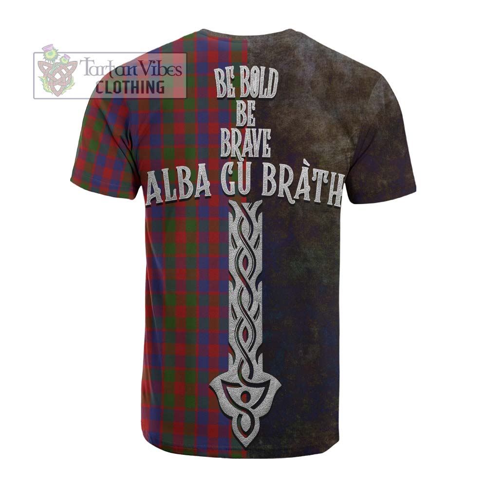 Gow Tartan Family Crest Cotton T-shirt Alba Gu Brath Be Brave Lion Ancient Style - Tartan Vibes Clothing