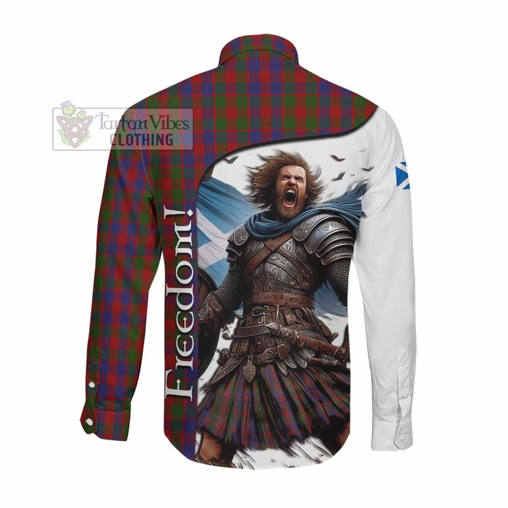 Tartan Vibes Clothing Gow Crest Tartan Long Sleeve Button Shirt Inspired by the Freedom of Scottish Warrior