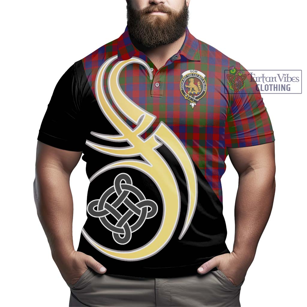 Gow Tartan Polo Shirt with Family Crest and Celtic Symbol Style - Tartan Vibes Clothing