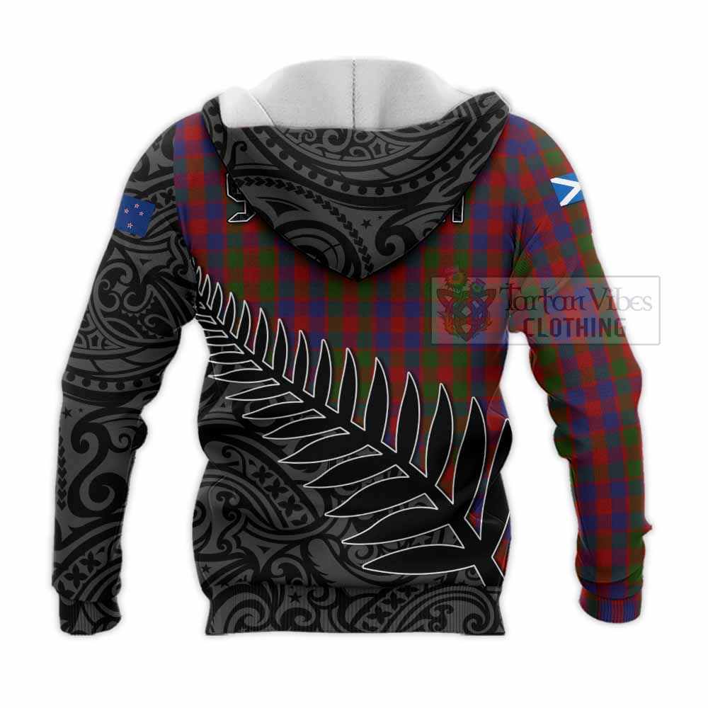 Tartan Vibes Clothing Gow Crest Tartan Knitted Hoodie with New Zealand Silver Fern Half Style