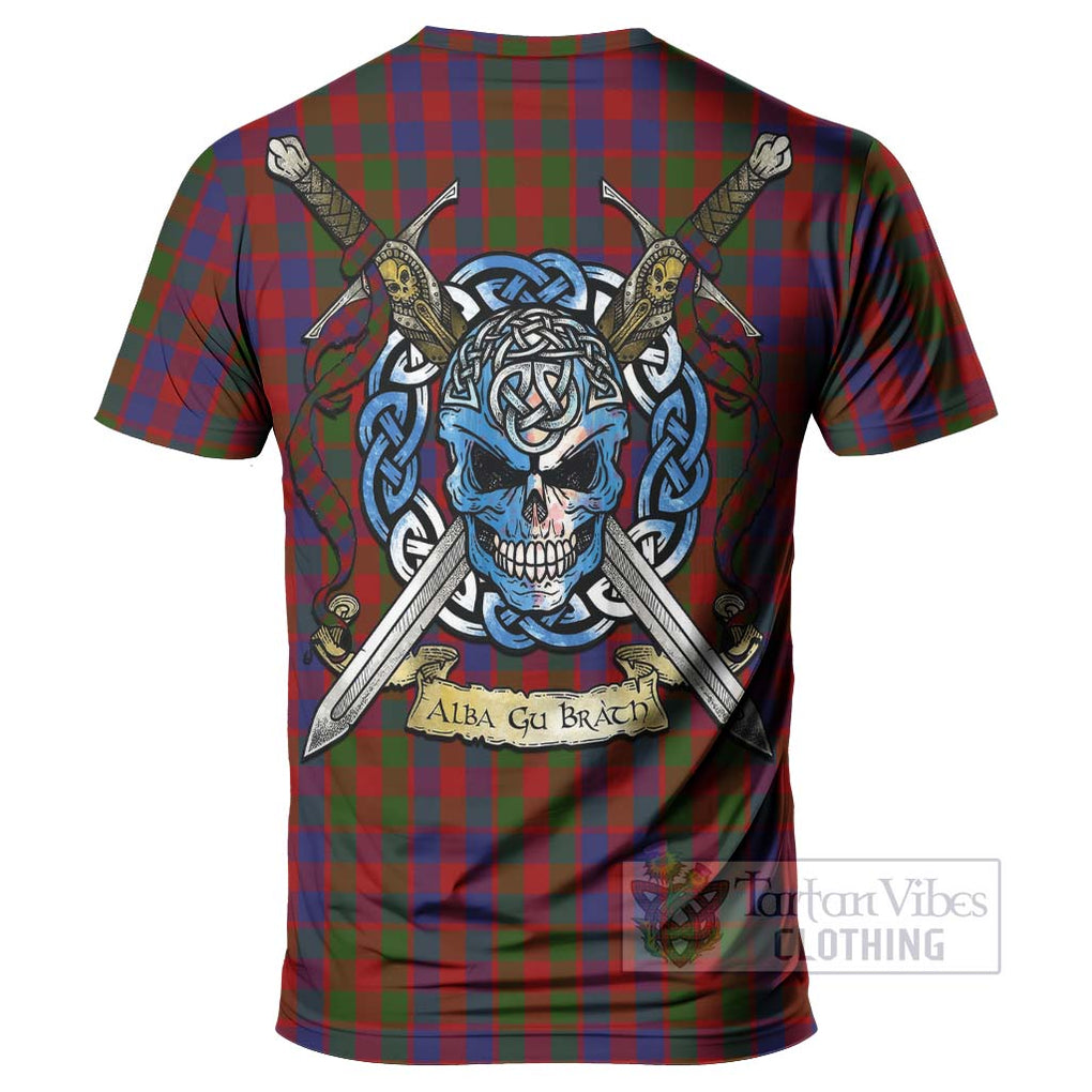 Tartan Vibes Clothing Gow Tartan T-Shirt with Family Crest Celtic Skull Style