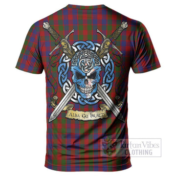 Gow Tartan T-Shirt with Family Crest Celtic Skull Style