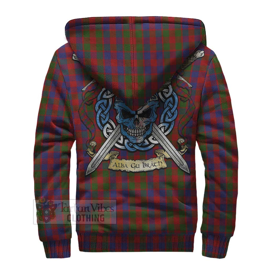 Tartan Vibes Clothing Gow Tartan Sherpa Hoodie with Family Crest Celtic Skull Style