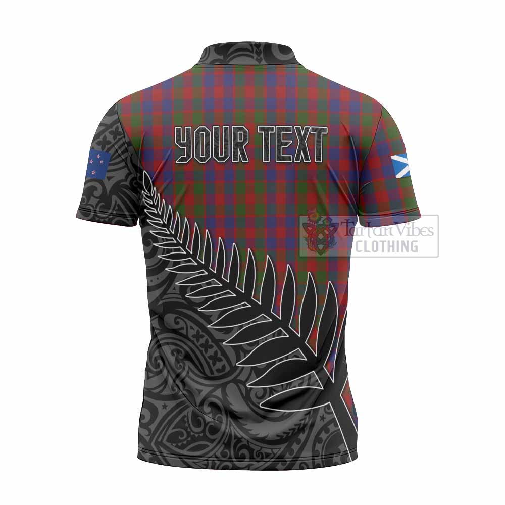 Tartan Vibes Clothing Gow Crest Tartan Zipper Polo Shirt with New Zealand Silver Fern Half Style