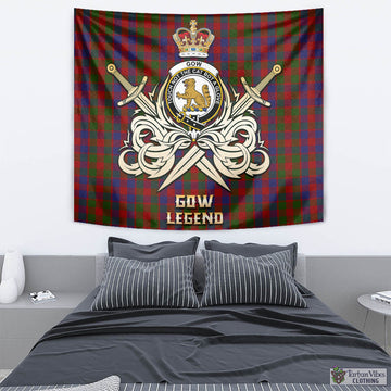 Gow Tartan Tapestry with Clan Crest and the Golden Sword of Courageous Legacy - Tartan Vibes Clothing
