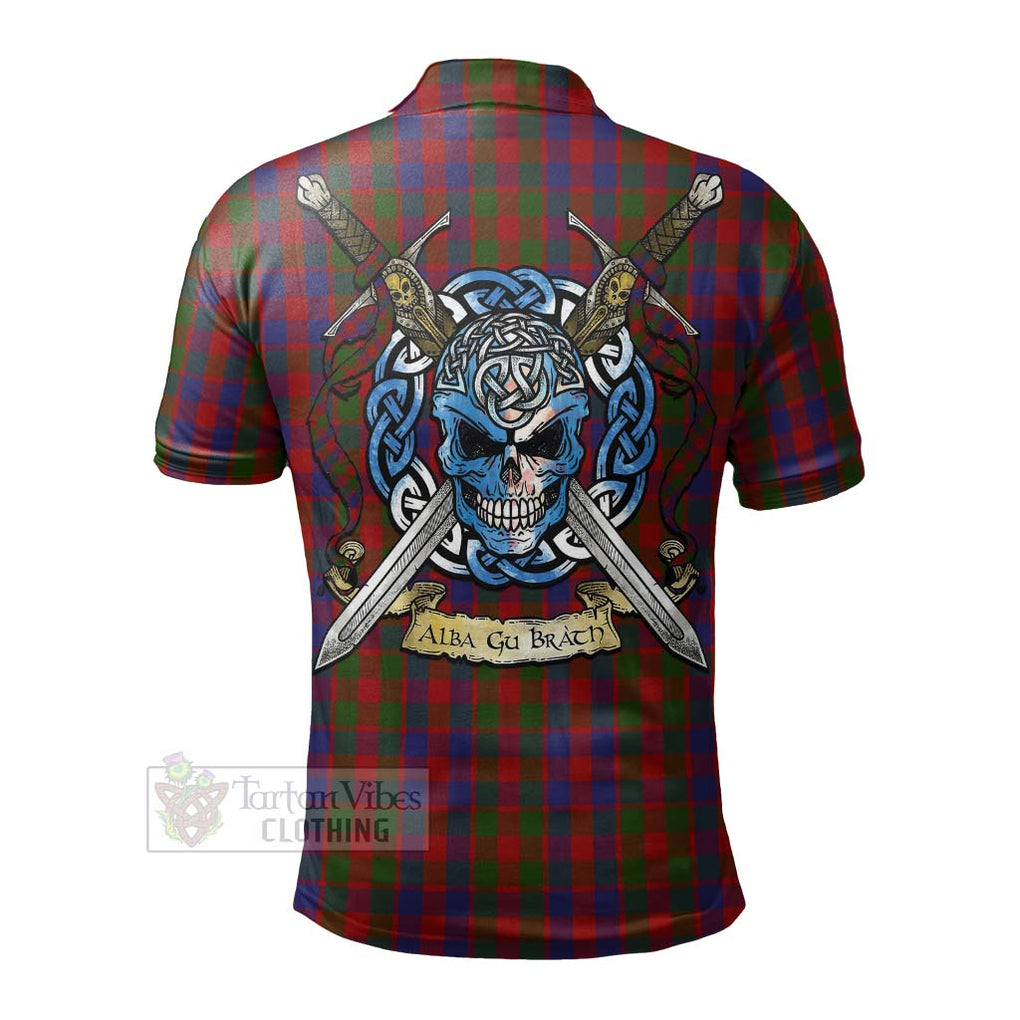 Tartan Vibes Clothing Gow Tartan Polo Shirt with Family Crest Celtic Skull Style