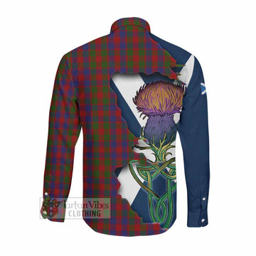 Gow Tartan Family Crest Long Sleeve Button Shirt Scottish Thistle Celtic Inspired Men's Shirt - Tartan Vibes Clothing