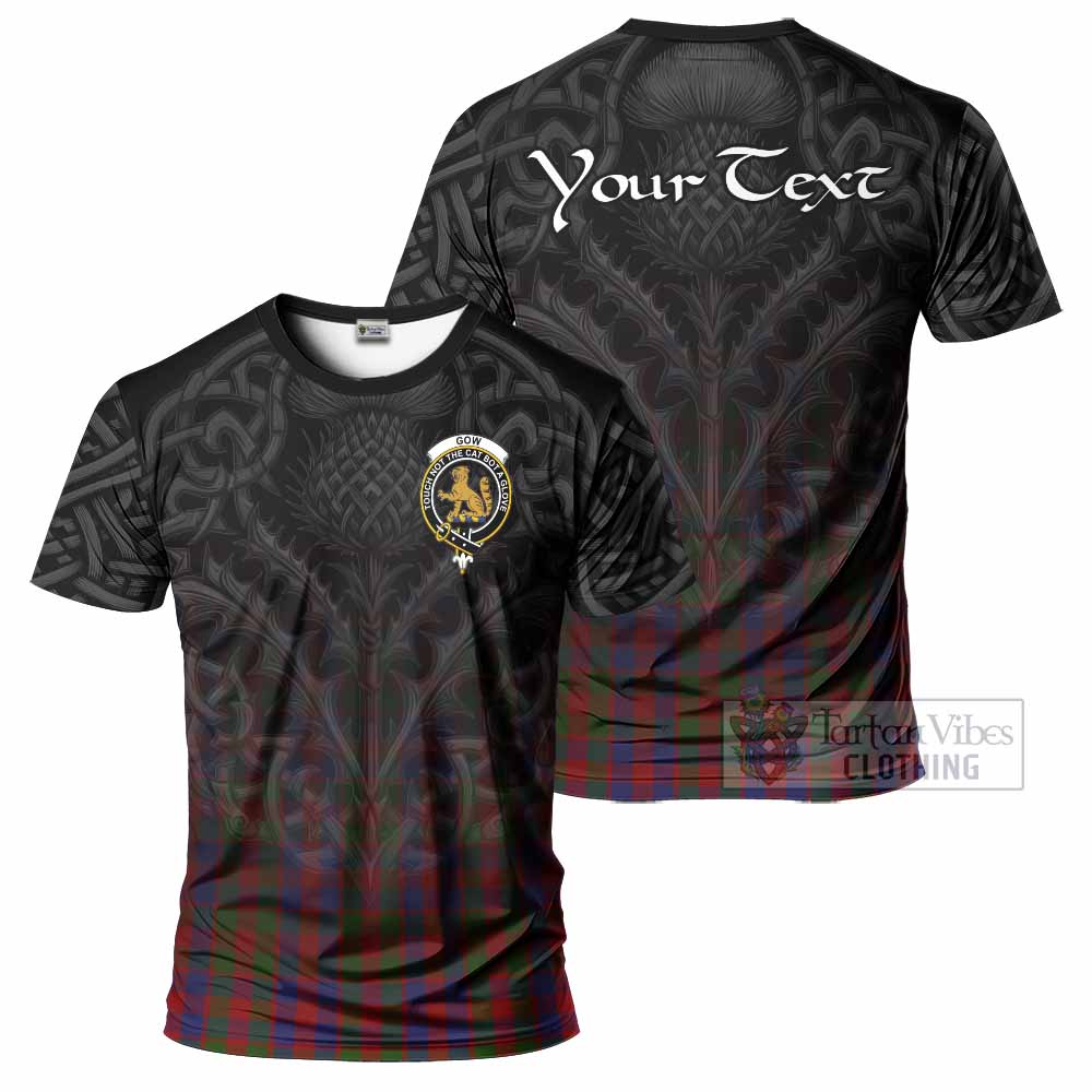 Tartan Vibes Clothing Gow Tartan T-Shirt with Family Crest Celtic Thistle Vibes