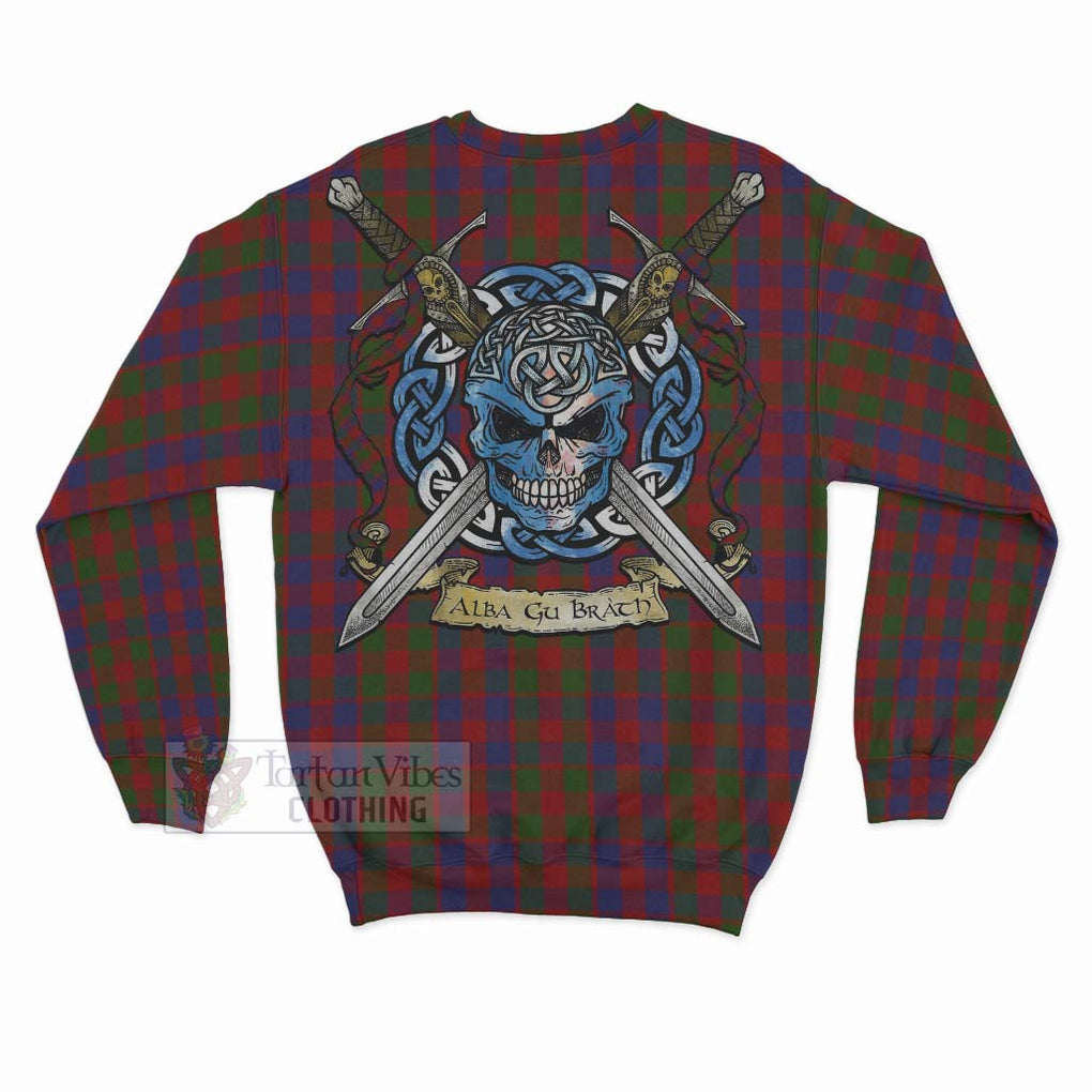 Tartan Vibes Clothing Gow Tartan Sweatshirt with Family Crest Celtic Skull Style