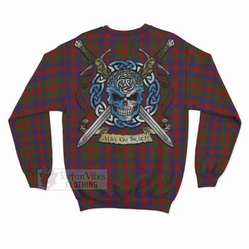 Gow Tartan Sweatshirt with Family Crest Celtic Skull Style