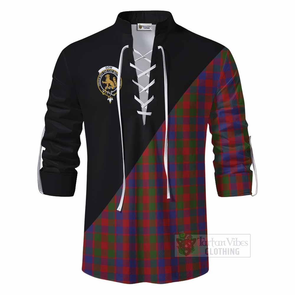 Tartan Vibes Clothing Gow Tartan Ghillie Kilt Shirt with Family Crest and Military Logo Style