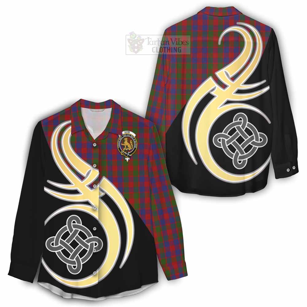 Tartan Vibes Clothing Gow Tartan Women's Casual Shirt with Family Crest and Celtic Symbol Style