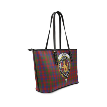 Gow Tartan Leather Tote Bag with Family Crest - Tartan Vibes Clothing