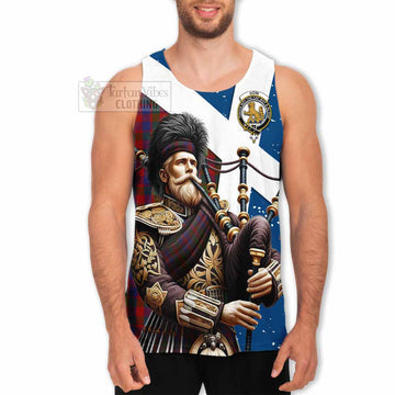 Gow Tartan Men's Tank Top with Family Crest Scottish Bagpiper Vibes