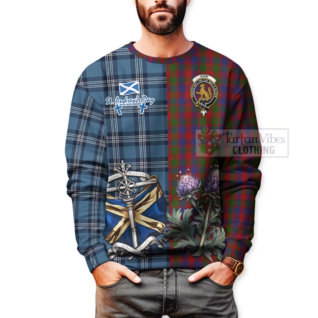 Tartan Vibes Clothing Gow Tartan Sweatshirt Happy St. Andrew's Day Half Tartan Style