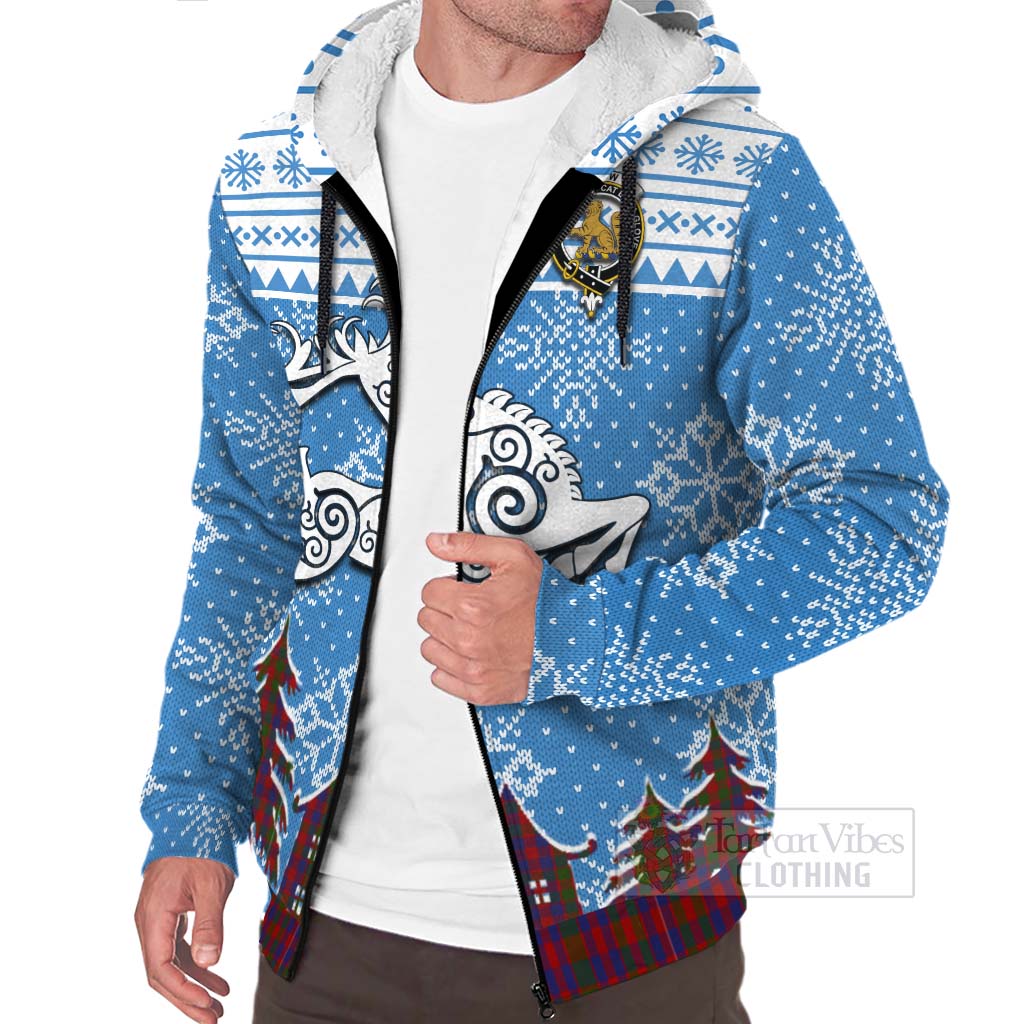 Tartan Vibes Clothing Gow Clan Christmas Sherpa Hoodie Celtic Reindeer Style