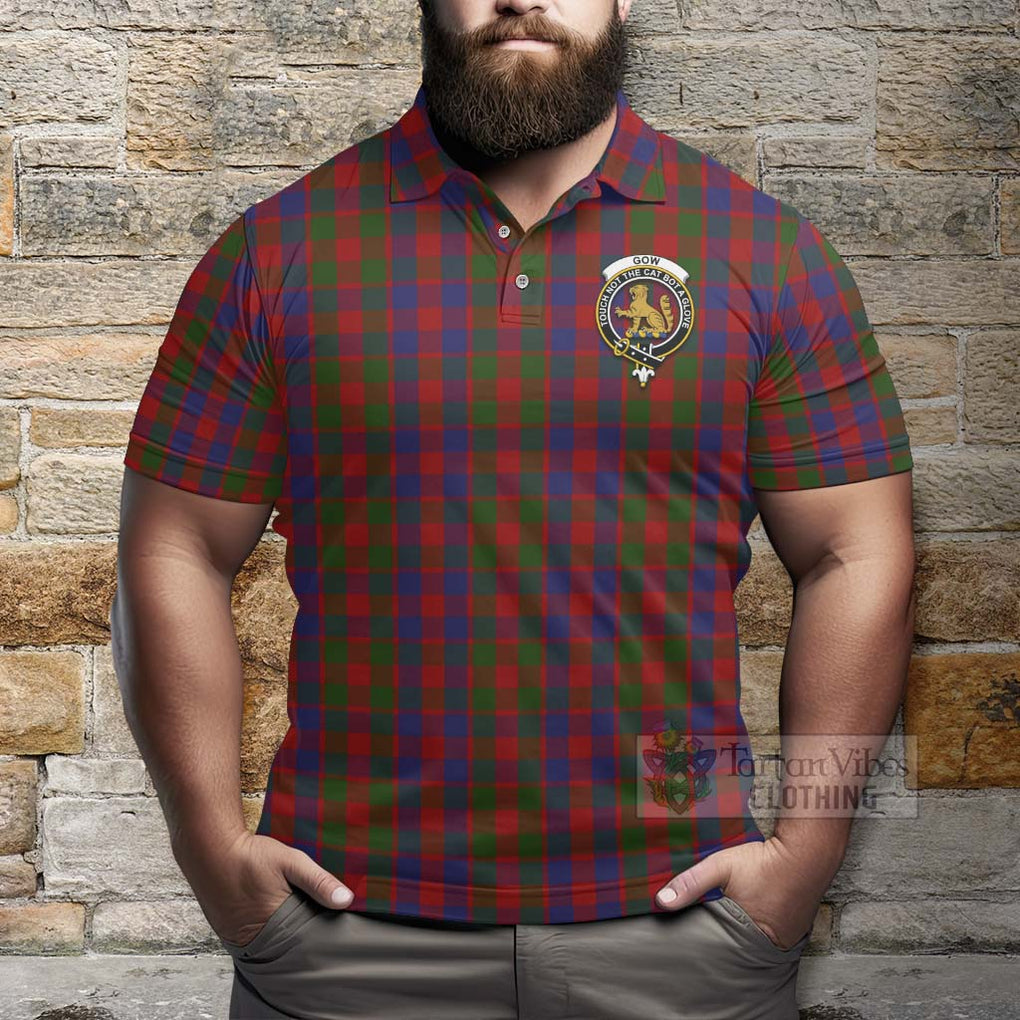 Tartan Vibes Clothing Gow Tartan Polo Shirt with Family Crest and Bearded Skull Holding Bottles of Whiskey