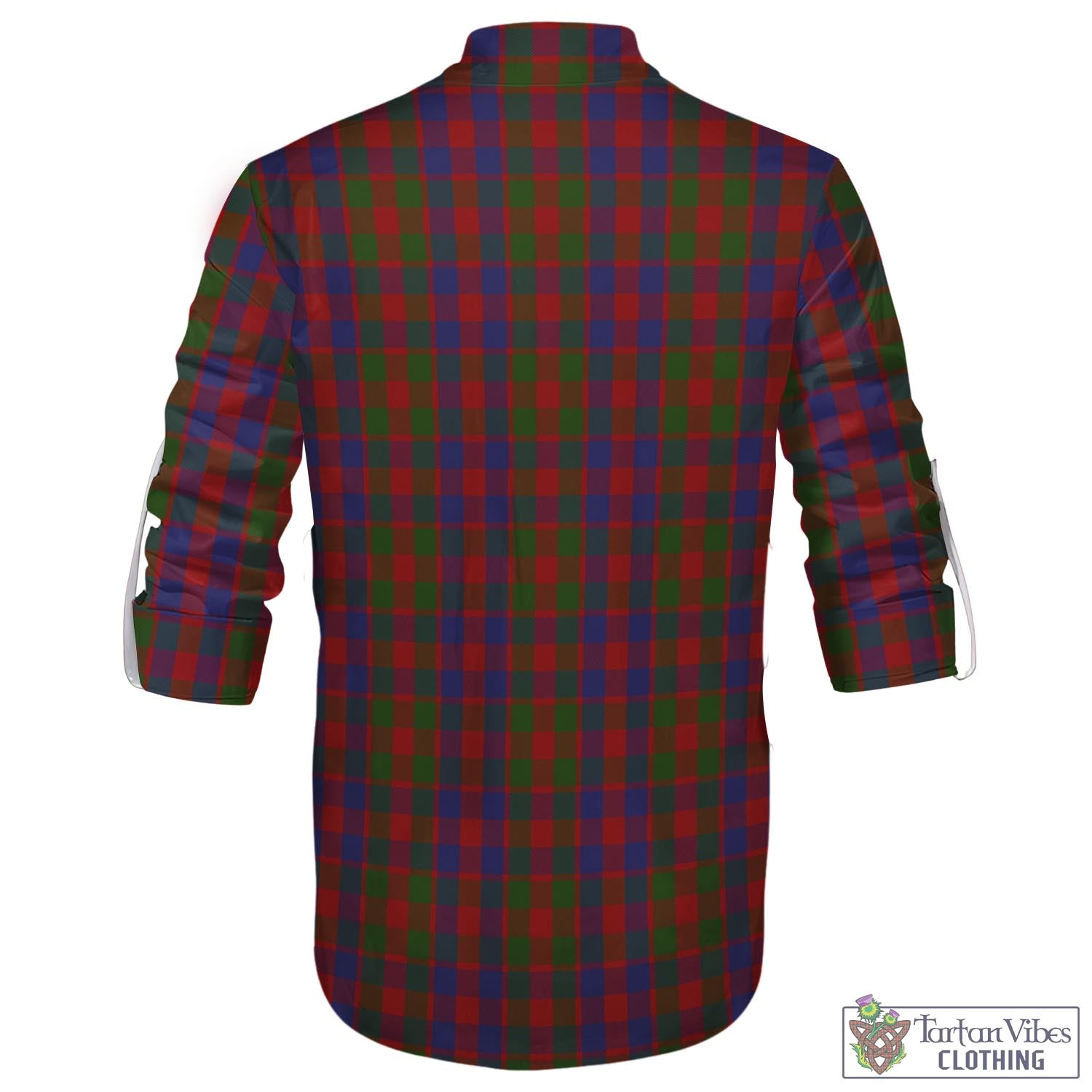 Tartan Vibes Clothing Gow Tartan Men's Scottish Traditional Jacobite Ghillie Kilt Shirt with Family Crest