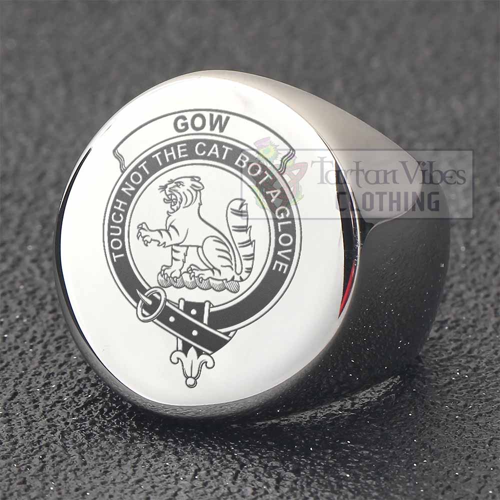 Tartan Vibes Clothing Gow Clan Crest Engraved Ring