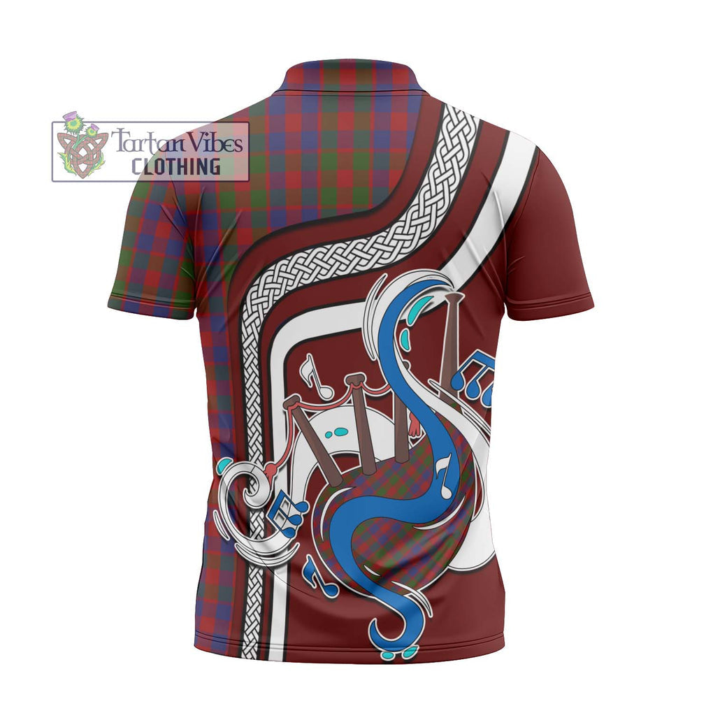 Gow Tartan Zipper Polo Shirt with Epic Bagpipe Style - Tartanvibesclothing Shop