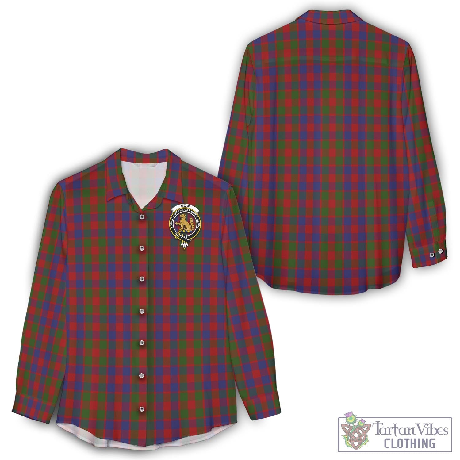 Tartan Vibes Clothing Gow Tartan Womens Casual Shirt with Family Crest