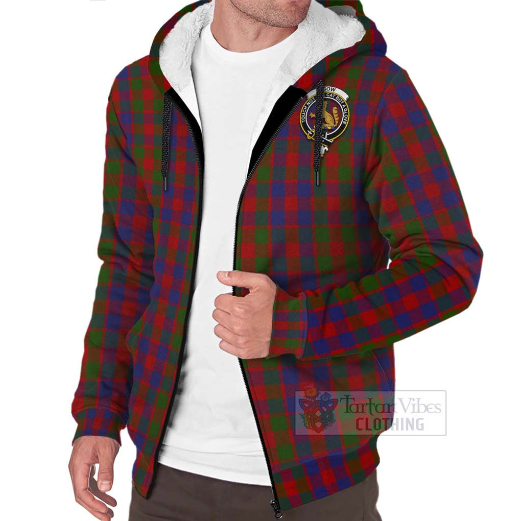 Tartan Vibes Clothing Gow Tartan Sherpa Hoodie with Family Crest Celtic Skull Style