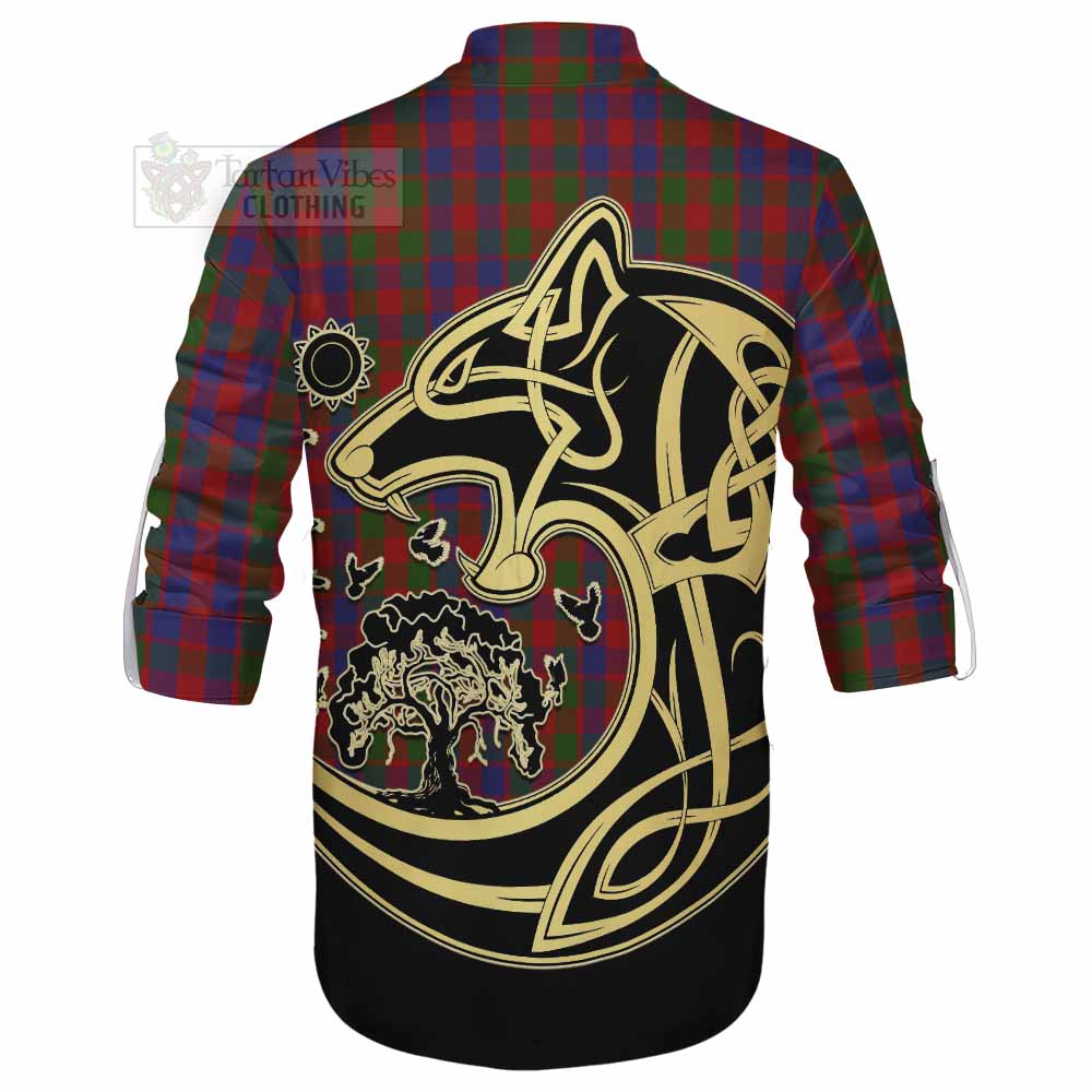 Tartan Vibes Clothing Gow Tartan Ghillie Kilt Shirt with Family Crest Celtic Wolf Style