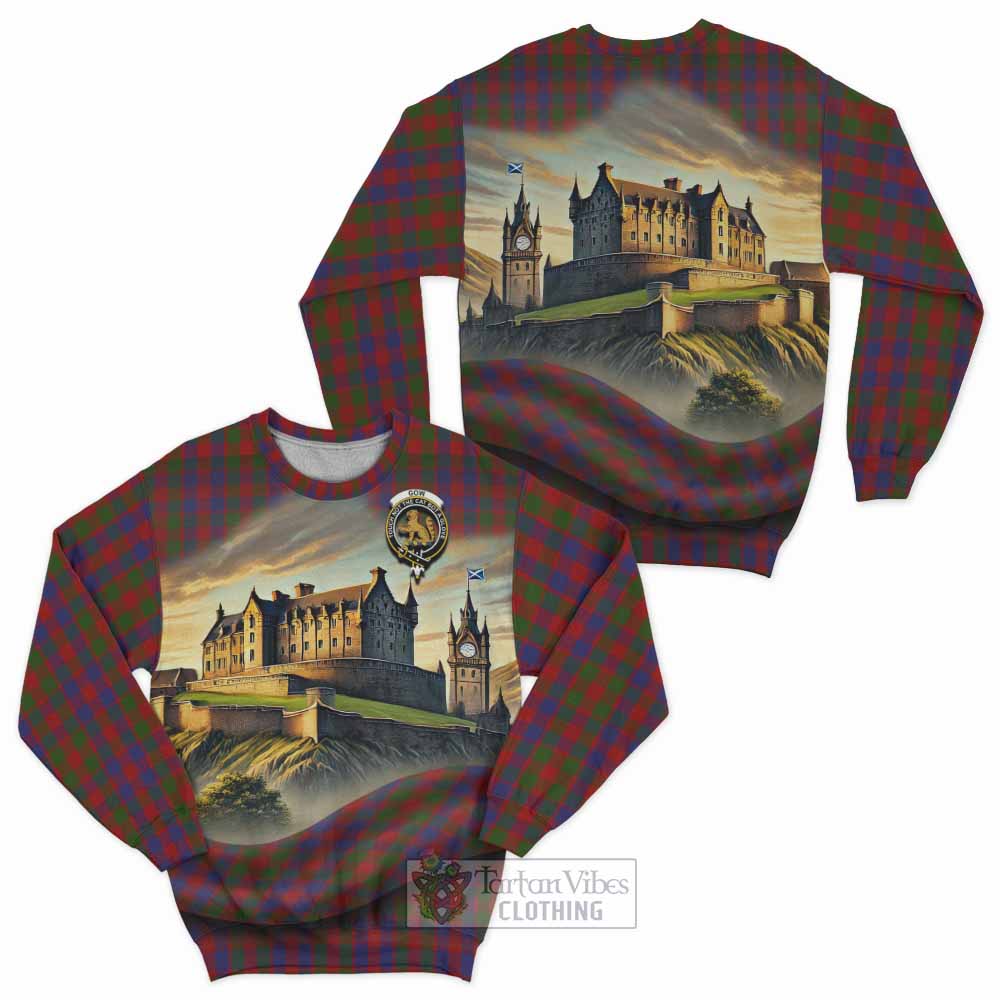 Gow Tartan Family Crest Sweatshirt with Scottish Ancient Castle Style - Tartan Vibes Clothing