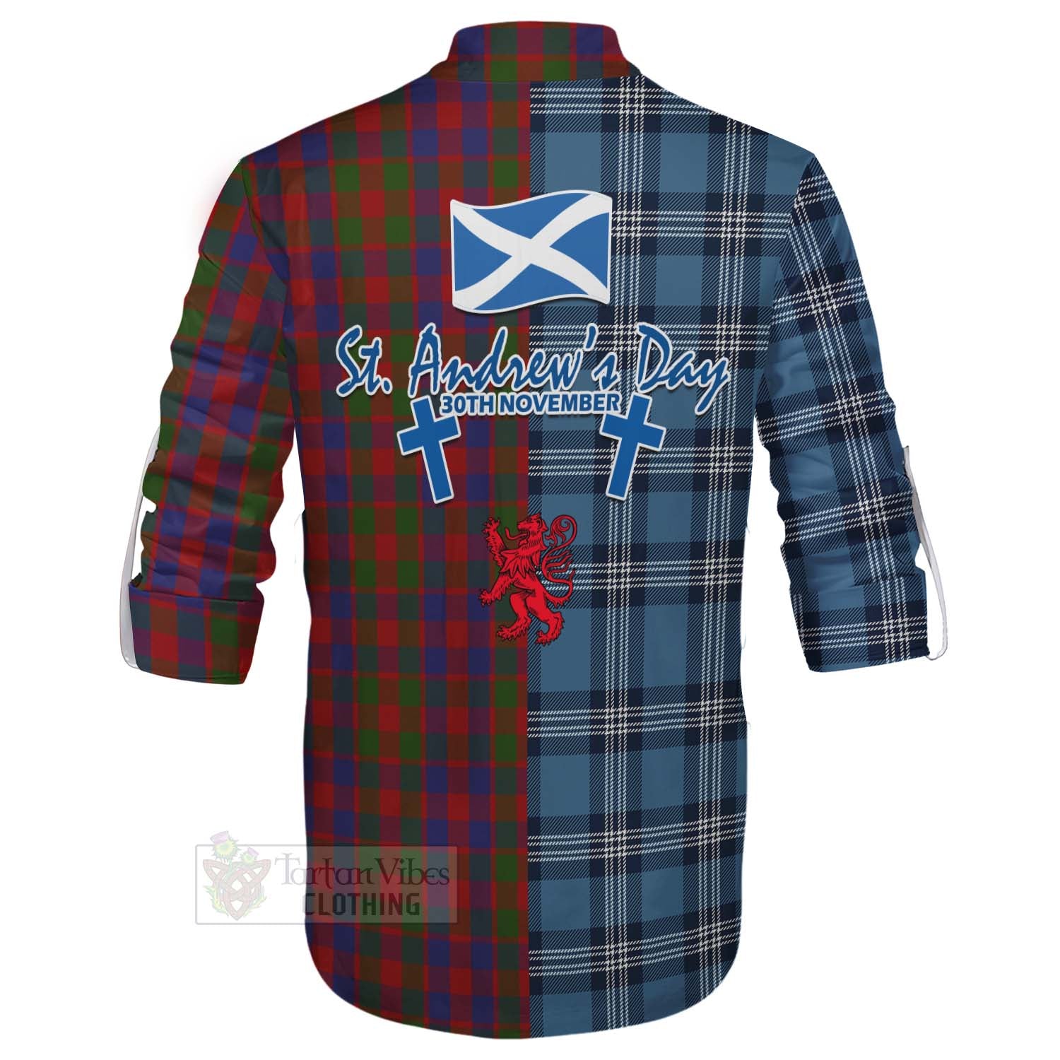 Tartan Vibes Clothing Gow Tartan Ghillie Kilt Shirt Happy St. Andrew's Day Half Tartan Style