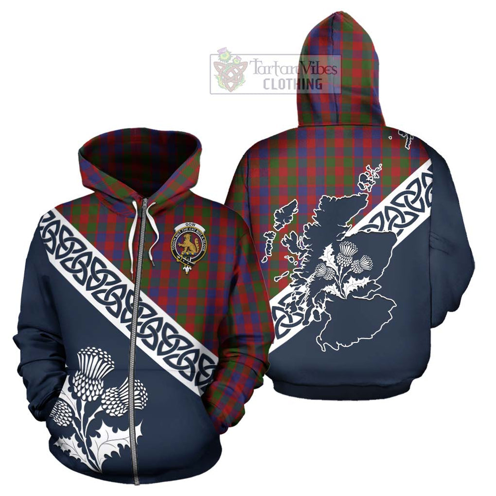 Tartan Vibes Clothing Gow Tartan Hoodie Featuring Thistle and Scotland Map