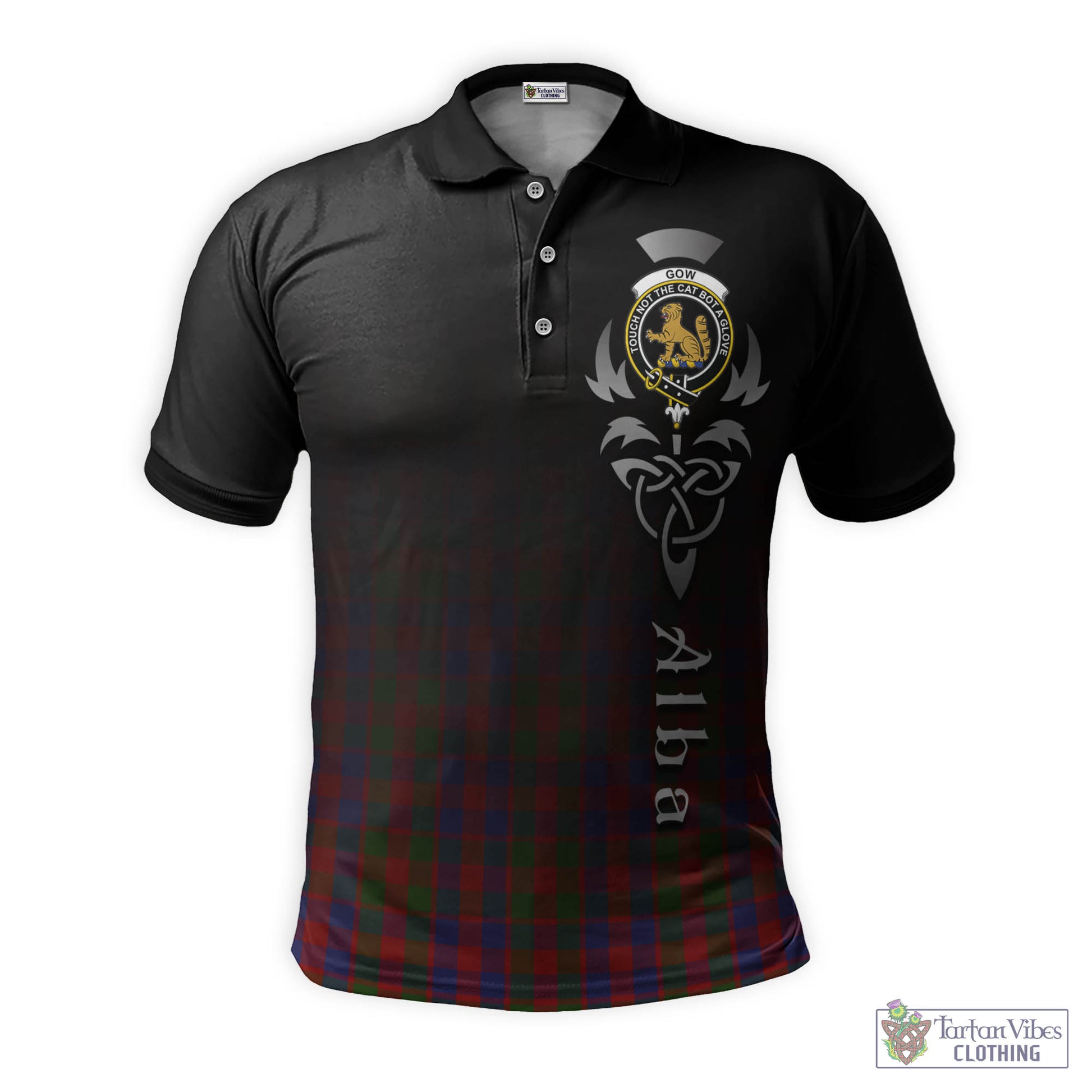 Tartan Vibes Clothing Gow Tartan Polo Shirt Featuring Alba Gu Brath Family Crest Celtic Inspired