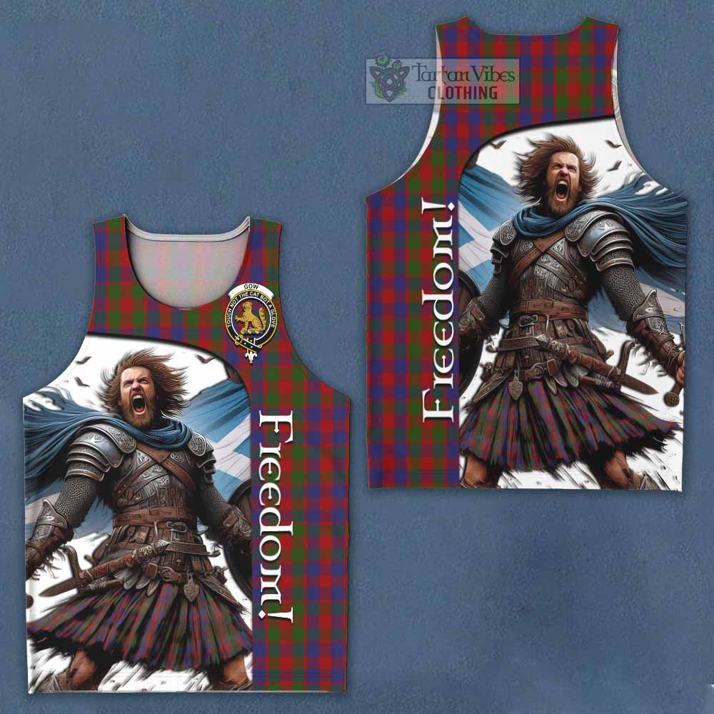 Tartan Vibes Clothing Gow Crest Tartan Men's Tank Top Inspired by the Freedom of Scottish Warrior