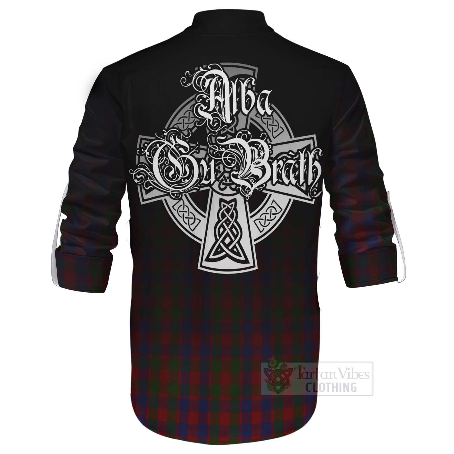 Tartan Vibes Clothing Gow Tartan Ghillie Kilt Shirt Featuring Alba Gu Brath Family Crest Celtic Inspired