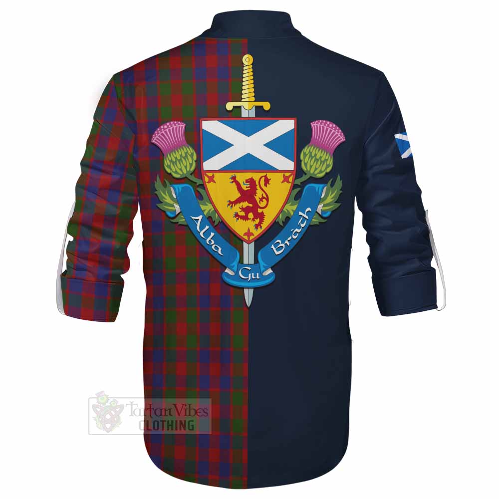 Gow Tartan Ghillie Kilt Shirt Alba with Scottish Lion Royal Arm Half Style