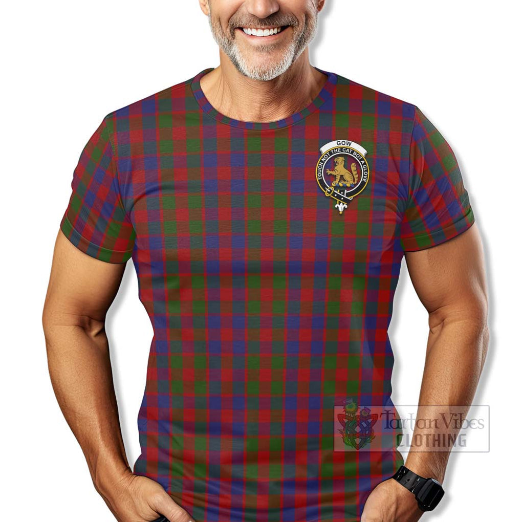 Tartan Vibes Clothing Gow Tartan T-Shirt with Family Crest Celtic Skull Style