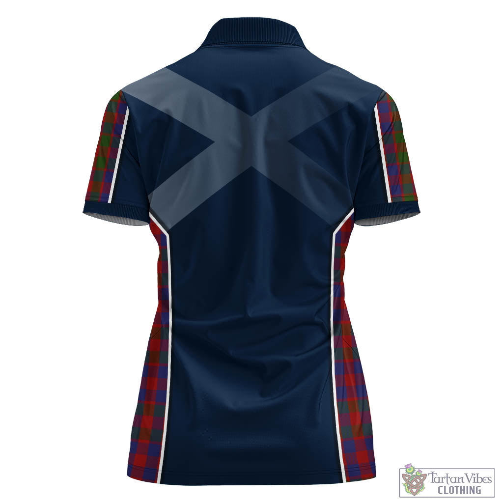 Tartan Vibes Clothing Gow Tartan Women's Polo Shirt with Family Crest and Scottish Thistle Vibes Sport Style