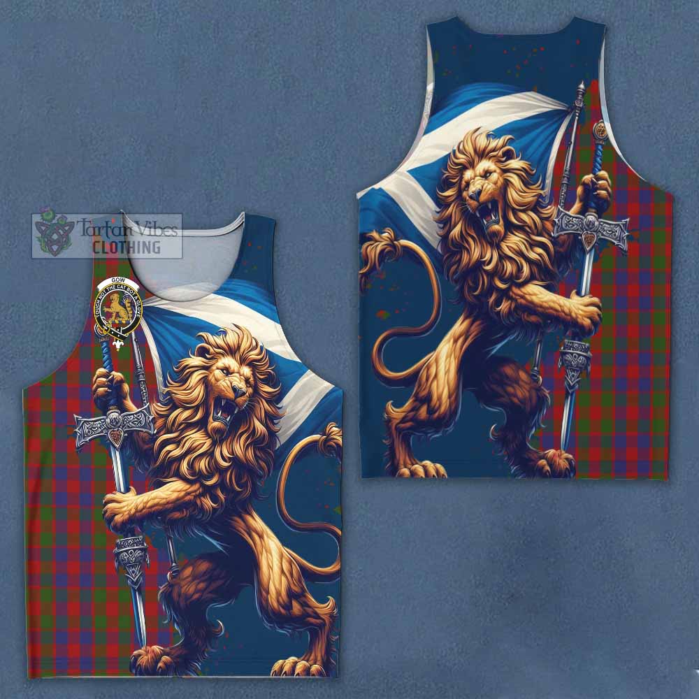 Tartan Vibes Clothing Gow Tartan Family Crest Men's Tank Top with Scottish Majestic Lion