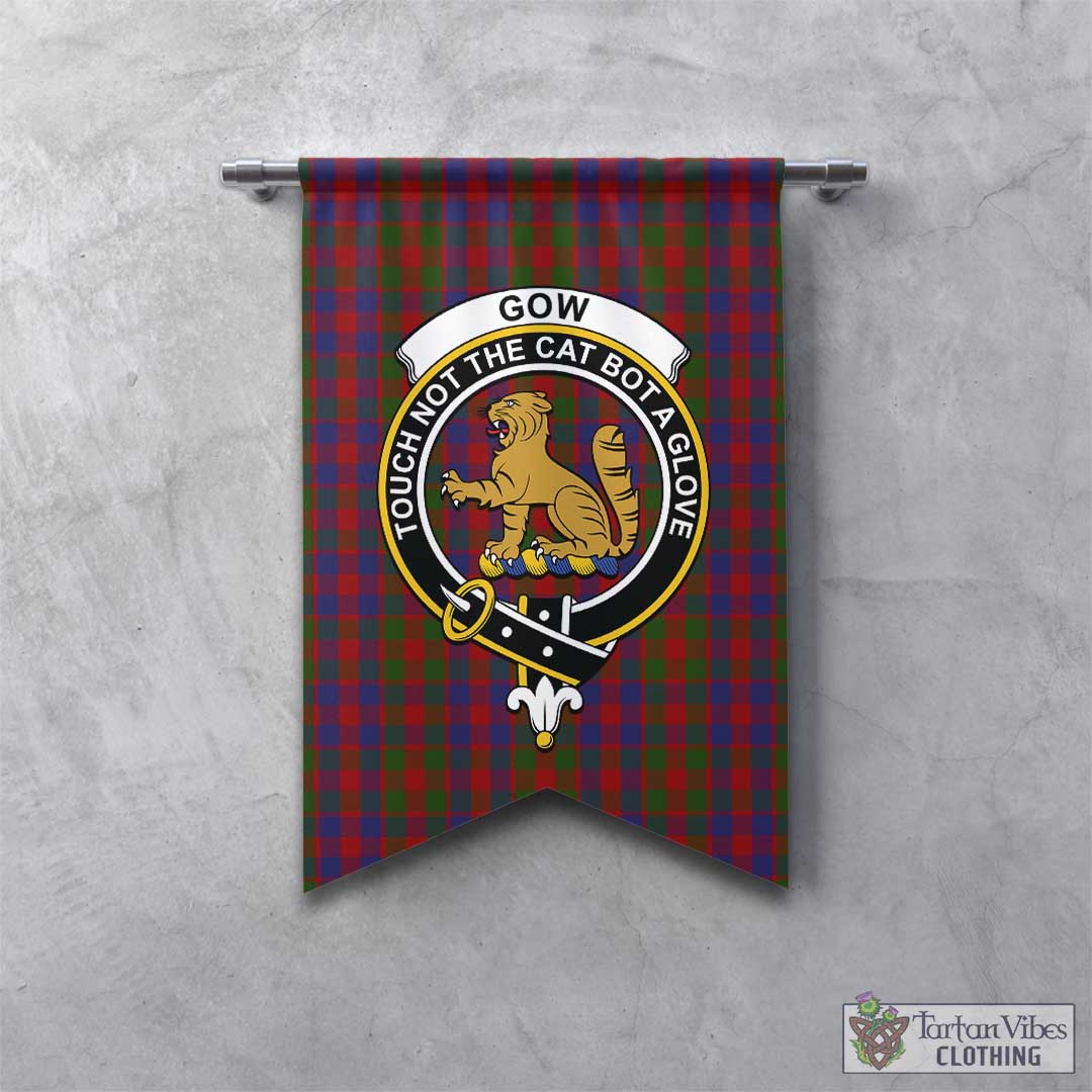 Tartan Vibes Clothing Gow Tartan Gonfalon, Tartan Banner with Family Crest