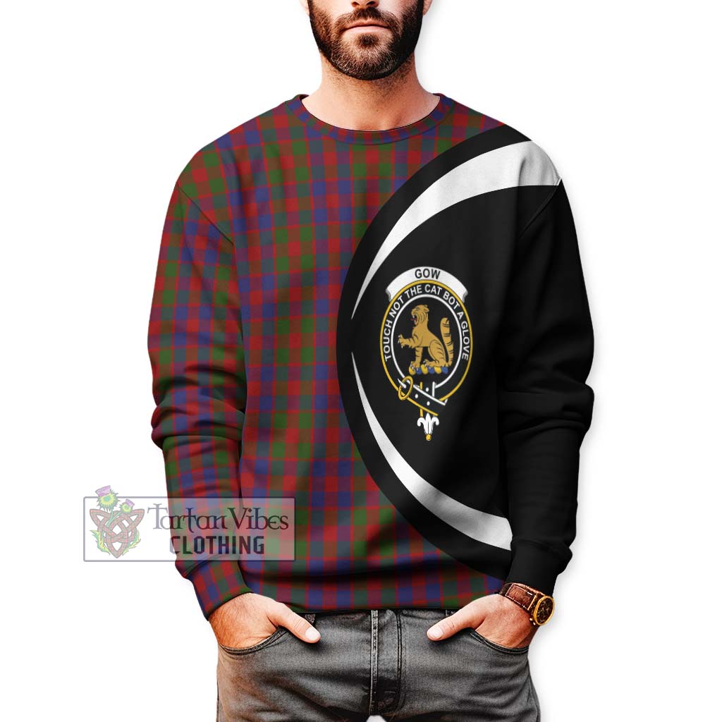 Gow Tartan Sweatshirt with Family Crest Circle Style - Tartan Vibes Clothing