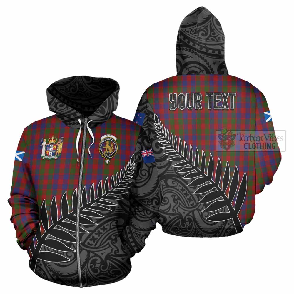 Tartan Vibes Clothing Gow Crest Tartan Hoodie with New Zealand Silver Fern Half Style