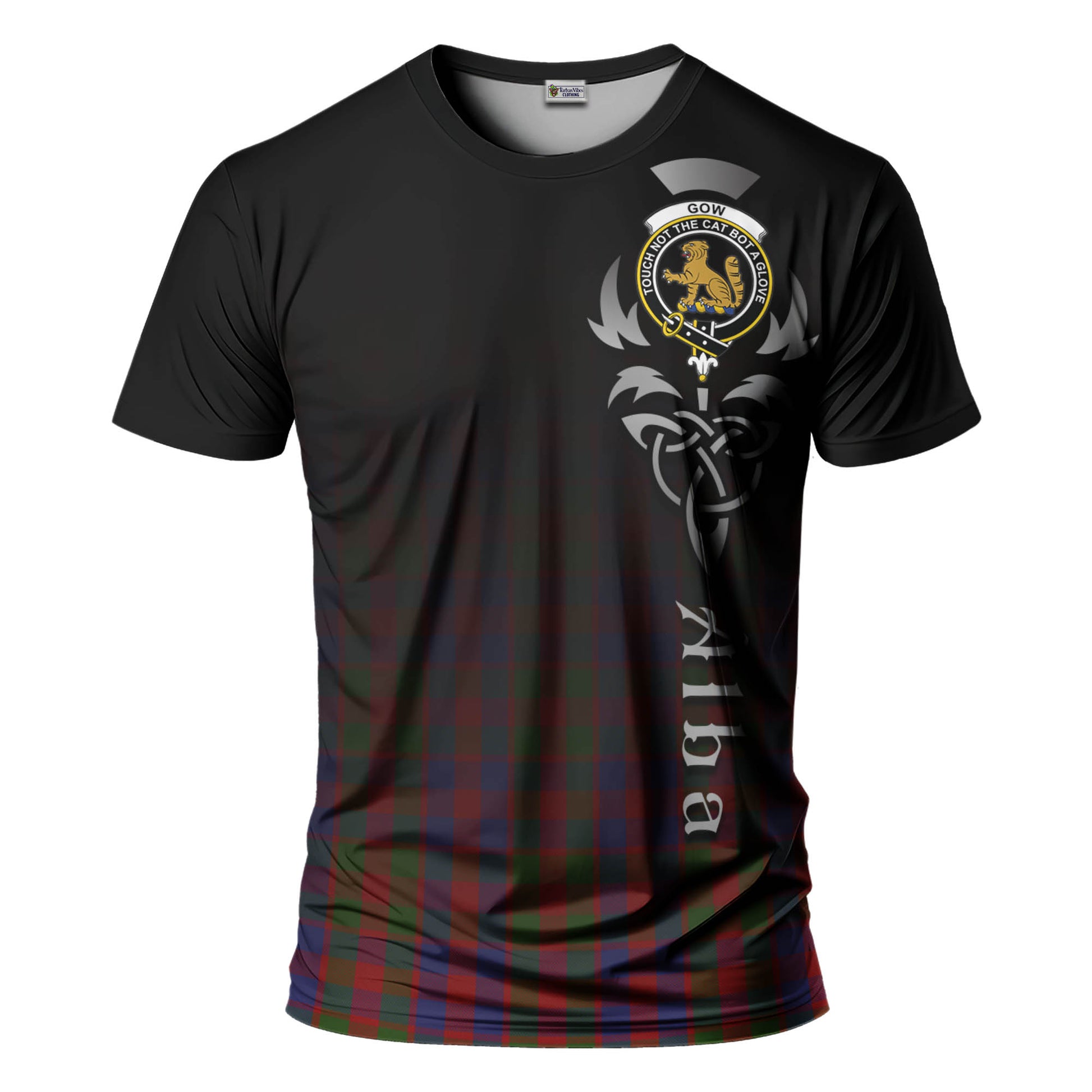 Tartan Vibes Clothing Gow Tartan T-Shirt Featuring Alba Gu Brath Family Crest Celtic Inspired